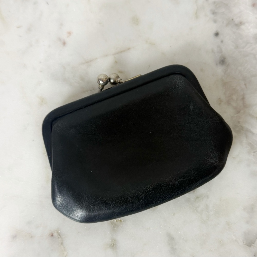 Vintage Coach Kisslock Change Purse Coin Wallet Black Leather 80’s - Picture 2 of 4